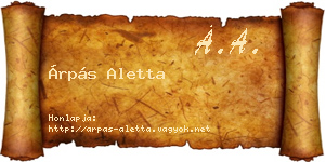 Árpás Aletta névjegykártya